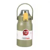 Wasserflaschen doppelte Wände Vakuumbecher Edelstahl-Isolierflasche mit Silikonstroh tragbarer Griff 1000/1500 ml für aktiv