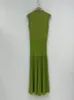 Summer Sandr o Celebrity Gentle Style Waist Wrapped Long Dress Summer Sleeveless Knitted Dress