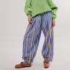 Pantalon féminin Hirigin Femmes à rayures Pyjama décontracté Low Low Rise Wide Jounge Soft Comfy Palazzo Joggers avec poches