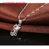 Halsband 925 Sterling Silver Needle Cubic Zirconia Wedding Jewelry Set CZ Crystal Cutal Animal Cat Halsband örhängen Female Club Party