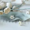 Boucles d'oreilles étalon Metiseko 925 argent sterling plaqué 14 carats de fleur de neige en or forme simple délicate pour les filles fête