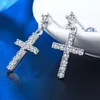 Gestüt Ohrringe Mode Frauen Luxus Schmuck weiße Zirkonkreuz Ohrring für Hochzeit Engagmenet Dangle Geschenke