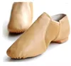 Dansschoenen natuurlijke leer stretch slip on jazz voor vrouwen mannen zachte oefening ballet dansen sneaker sport 44