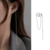 Earrings Long Tassel Ear Bone pendurado Brincho de clipe para mulheres Maninho de orelha de metal Acessórios de Earing Non Animing Punk Jóias de moda EF032