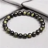 Strands Gold Color Obsidian Bracelet Men Black Natural Stone Beaded Women Men Braslet For Male Yoga Hand Jewelry Accessories Wristband