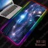 Restos XGZ Space Planet Gaming Computer Mousepad RGB Grande Mouse Pad Gamer Mouse Carpet Big Led Mause Pad PC Play TAT COM LIGADA DE BACK