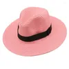 Berets Panama Straw Hat Men Summer Wide Brimmed Outdoor Sun Visor Beach