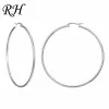 Earrings 1 Pair 1070mm Big Smooth Circle Stainless Steel Earrings Fashion Women Girl Trendy Large Hoop Earrings Jewlry