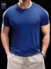 Spring Summer Men Ice Silk Running Gym Fitness Tops Training Comfortabele ademend snel drogende T-shirts met korte mouwen 240422