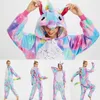 Hiver Animal Wolf Anifromyme Kids Kigurumi Pajamas Unicorn vêtements pour femmes pyjamas Jumps combinaison fille couverte couverte sombres 240411