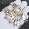 Tank womens watch designer watches moissanite watch high quality quartz battery square watches men plated gold stainless steel luxury watch free shipping SB002 C4