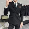 Ternos masculinos (colete de calças blazer) Boutique Mens 3 Peças Traje formal de trajes de vestido social de ponta