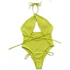 Женские купальники с одним купальником Сексуальные желтые зеленые погрево