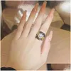 Clusterringe Mode eingelegt Pearl Black Gold Ring für Frauen Bohemian Style Juwely High Hand Made Party Engagement Drop Lieferung Dhqsd