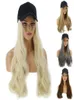 Women Girl Long Curly Wig Synthetic Hairpiece Hair Extension med baseballmössa Fashionabla antiultraviolet Sun Hat Streetwear3723893