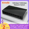 Controle Tenda 5/8 Portas Gigabit Desktop Switch Ethernet Smart Desktop Switcher 10xfast Rede Ethernet 100/1000Mbps completa ou meio duplex