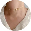 Necklaces Minimalist Knot Bow Choker Necklace for Women 18k Gold Plated Stainless Steel Tiny Snake Chain Necklaces Wedding Jewelry Gift