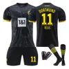 Soccer Jerseys 2324 New Season Dortmund Away Black Football Jersey Set Royce 11 Jersey and Jersey