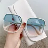 Sunglasses Retro large square frame sunglasses for women retro gradient sunglasses for women transparent lenses for black and white summer Oculos De Sol J240423