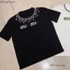 Miu Fashion Mui Mui T Shirt Women's High Quality Cotton Round Neck Tee Embroidery Versatile Casual Short Sleeve Tshirt Women Summer Clothing 925