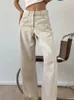 Women's Jeans 2024 Beige Baggy Women Casual Denim Trousers Vintage High Waist Wide Leg Pants Classic Streetwear Fashion Autumn Ladies