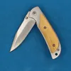 338 FLIPPER Pocket Folding Knife 440C Satin Drop Point Blade Steel med trähandtag utomhus camping Vandring Fiske Survival EDC Knives