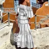 カジュアルドレスロングドレス女性サマーファッション格子縞