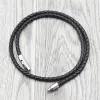 Halsketten Firebros Edelstahl Verschluss schwarzer echter Leder Halskette Kabelschnur DIY Anhänger Männer Frauen Schmuck Choker Lange Nackenkette