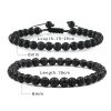 Brins 6 mm lave noire naturelle onyx perles mates bracelets en pierre tissé bracelet réglable bracelet hommes femmes bijoux pulseira