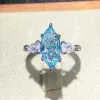 Bande Huitan Simple Sky Blue Marquise Stone Rings for Women Exquisite Wedding Party Finger Accessori Eternity Gioielli Drop Shipping