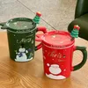 Tasse de Noël Café Ceramic Water tasse avec couvercle Boîte cadeau mignon Apparence élevée 240418