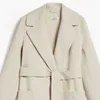 여자 코트 캐시미어 코트 럭셔리 코트 Maxmaras Womens Lapel 허리띠 이중 층류 천장 화이트 로브 코트 및 재킷