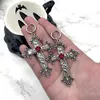 Dangle żyrandol Gothic Duże srebrny kolorowy kolczyki krzyżowe z czarną punkową biżuterią Hallowmas Wspaniałą oświadczenie ślubne Kobiety D240323