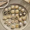 Earrings WENHQ Hot Sale Gold Color Clip on Earrings Fashion Enamel Pearl Fake Piercing Ear Cuff Earrings Cute Butterfly Flower Ear Clip