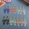 Stud Earrings Bohemian Ethnic Style Long For Women Girls Vintage Colorful Crystal Tassel Dangle Drop Fashion Party Jewelry