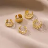 Серьги Золотой серебряный цвет листья зажиг серьги для женщин Creative Simple C Butterfly Ear Cuff Непрерывные набор ушей модные украшения