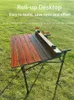 Lägermöbler sonuto utomhus bärbar grill kyckling rullar bord självkörning resor camping picknick aluminium legering bordsskiva trä kornfärg y240423