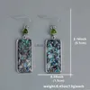 Chandelier de lustre tendance femelle vintage carré en métal boucles d'oreilles à la main pour les femmes en pierre verte bijoux de couleur argentée H240423