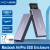 Lases ACASIS USB C 3.2 SSD Caça de gabinete SSD M.2 NVME SSD 12+16 pinos para maçã/i/book pro/air 2013 a 2017 Case de armazenamento portátil