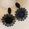 Ohrringe schwarzer Blütenclip an Ohrringen für Frauen übertrieben Rock -Persönlichkeit Nicht durchbohrte Ohrringe Hochzeitsfeier Schmuck