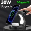 Carregadores 30W 4 em 1 carregador sem fio magnético suporte para iPhone 14 13 12 Pro Max Apple Watch AirPods Fast Charging Dock Station MacSafe