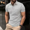 Summer Mens Casual ShortSleeved Polo Office Office Fashion Filater Colrarr Tshirt Vêtements respirants 240423