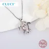 Necklaces CLUCI 3pcs Silver 925 Wish Pearl Pendant Women Jewelry 925 Sterling Silver Turtle Pearl Cage Locket Necklace Pendant SC002SB