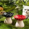 Feeders Cute Cartoon Mushroom Ceramic Pet Bowl High Foot Protection for Cervical Spine Feeder for Puppy Dog Small Cat Pet Accessories