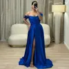 파티 드레스 Eightree Blue A-Line Prom Off The Should Side 슬릿 이브닝 드레스 형식 사우디 아라비아 칵테일 가운 맞춤형 크기