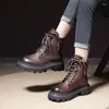 Stiefel Koznoy 5,5 cm Winter Plüsch Kuh Echtes Leder Frühling Herbst Ethnische Zip -Plattform Knöchel Motorrad Frau Britische warme Schuhe