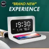 Laddare 3 i 1 multifunktion 10w telefon trådlös laddare LED Desktop Clock Charging Kalender Trådlösa laddare för iPhone Samsung Huawei