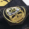 Embroidered Gold Skull Denim Slim Fit Straight Leg High Street Trendy Brand M Lucky God Jeans With Personalized Embroidered Handsome Pants 532610