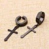 Orecchini Fashion Titanium Steel Cross Clip Orecchini per uomini Donne in acciaio inossidabile Punk Black Orecchino single Orecchini FINE GIETTILI