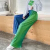 Dżinsy damskie lato 2022 Nowy gradient mody asymetryczne proste luźne spodnie damskie splatyczne talia zwykła prosta popularność dzika odzież Y240422